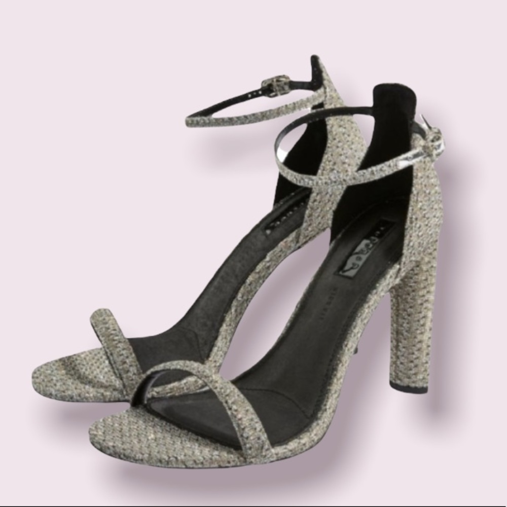 Topshop Robyn Ankle Strap Sandals In Silver Iridescent Multicolor
